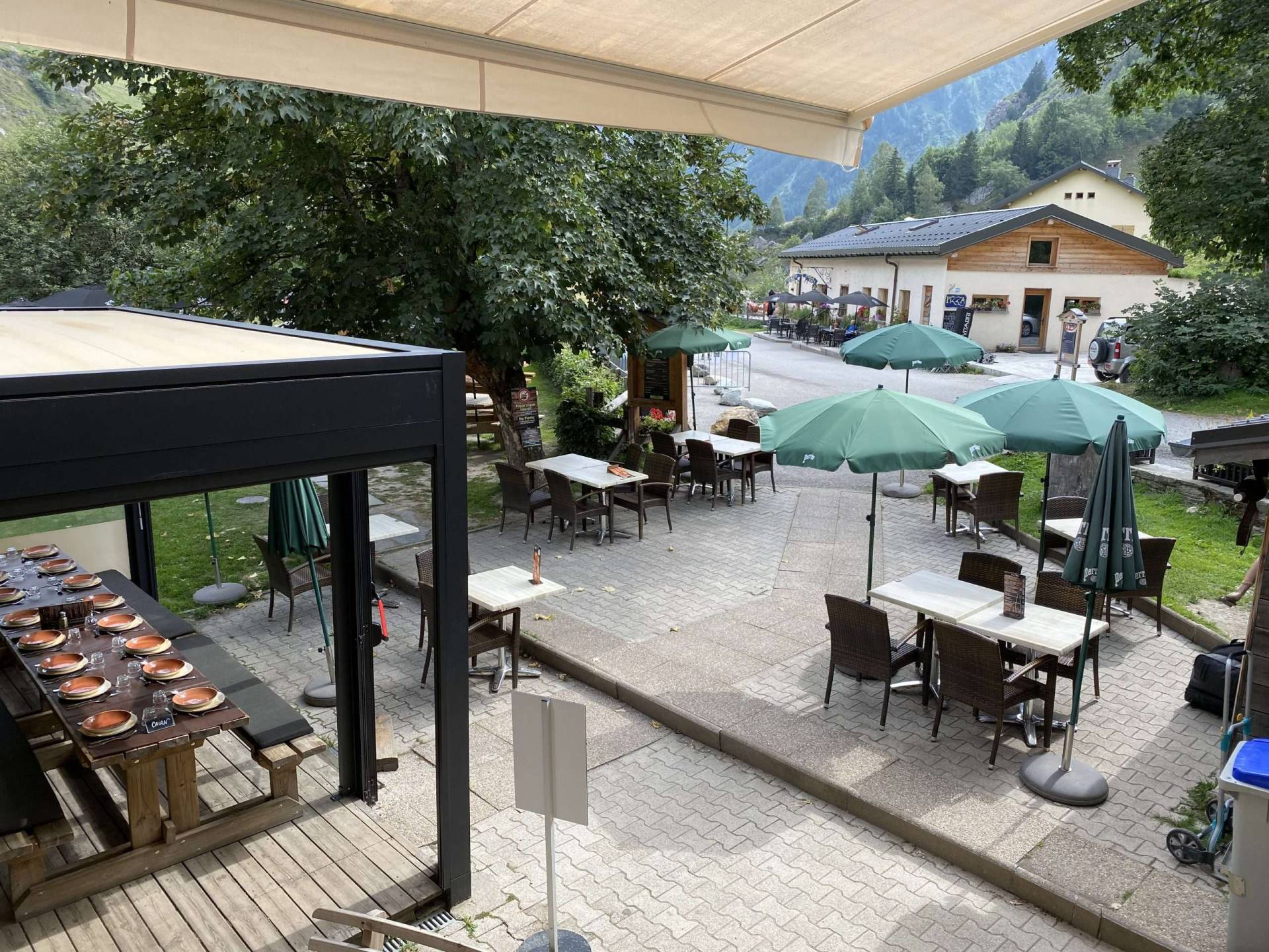 terrace at auberge de la nova