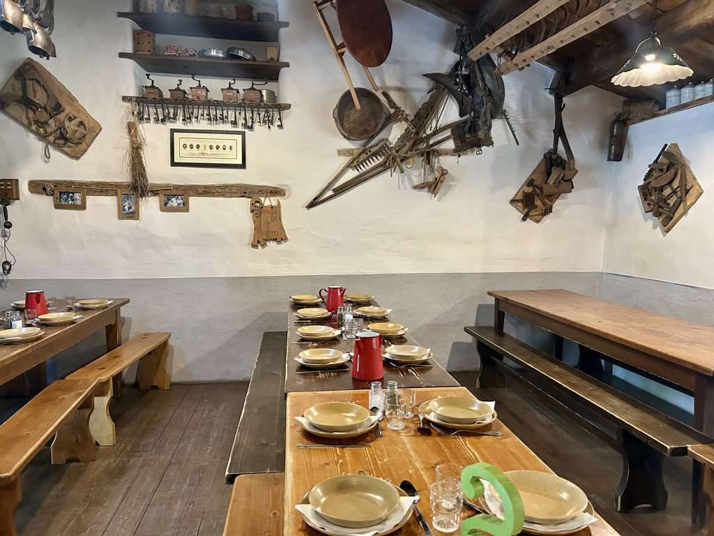 Table with bowls and place settings at refuge des mottets