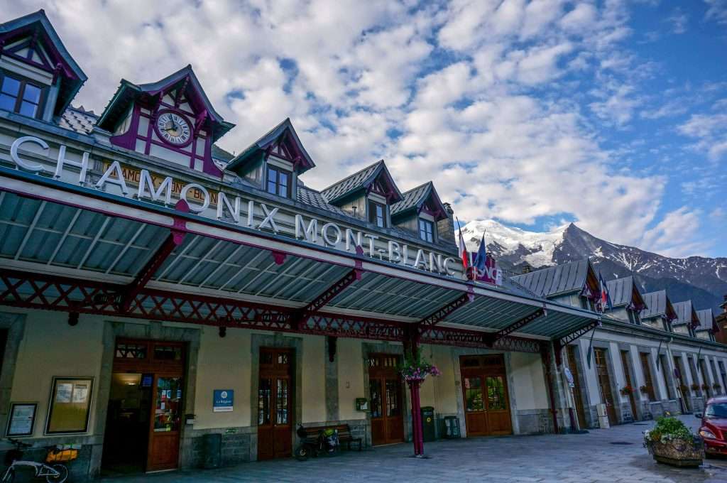 The outside of the Chamonix train station.