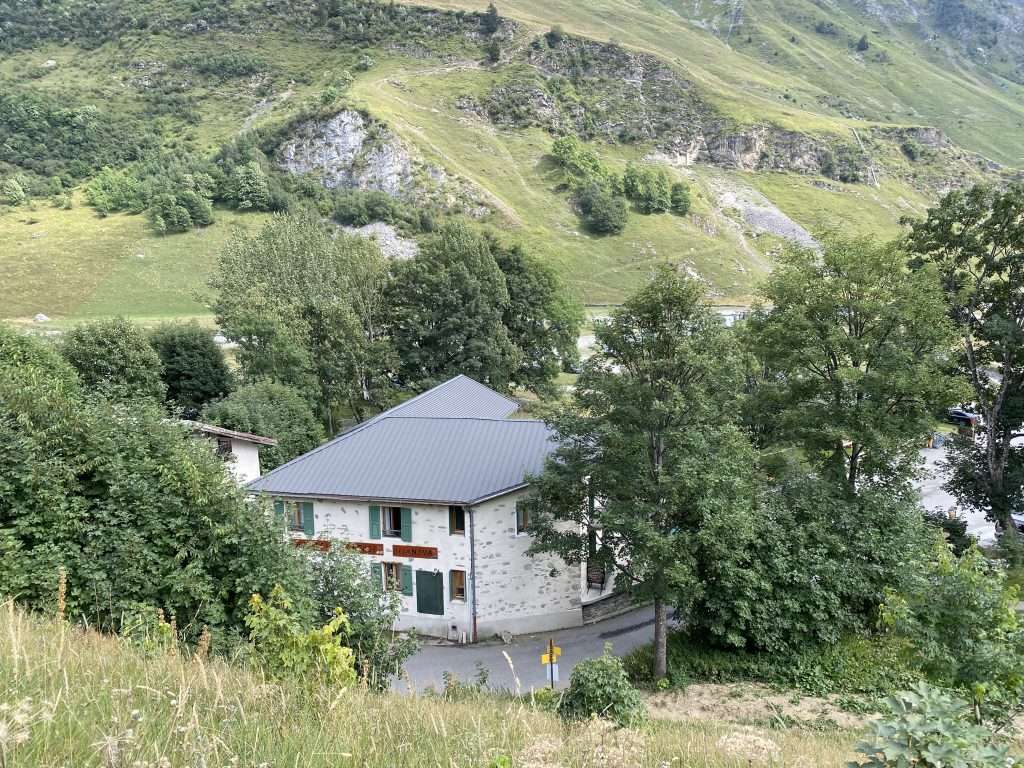 Auberge de la Nova as seen from the trail above Les Chapieux