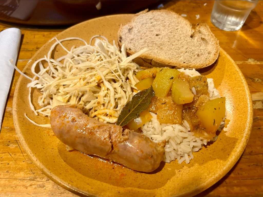 Main dinner course at refuge des mottets
