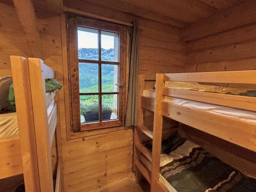 View of mountains from a dorm room at Refuge des Pres