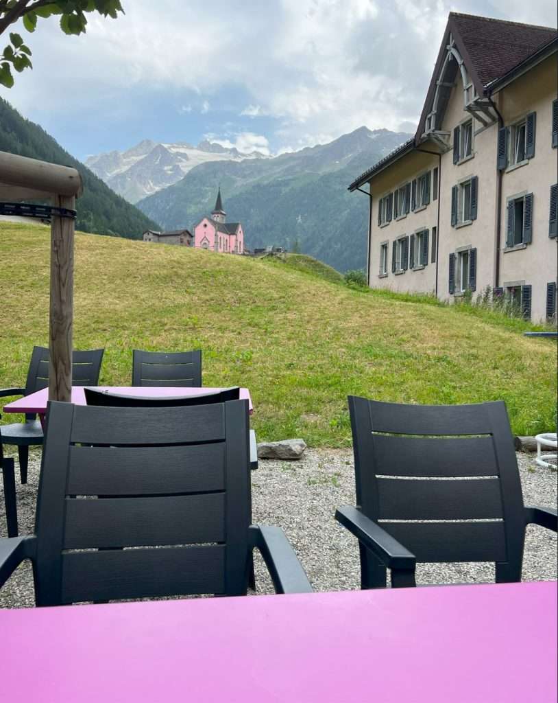 Outdoor seating at auberge du mont blanc