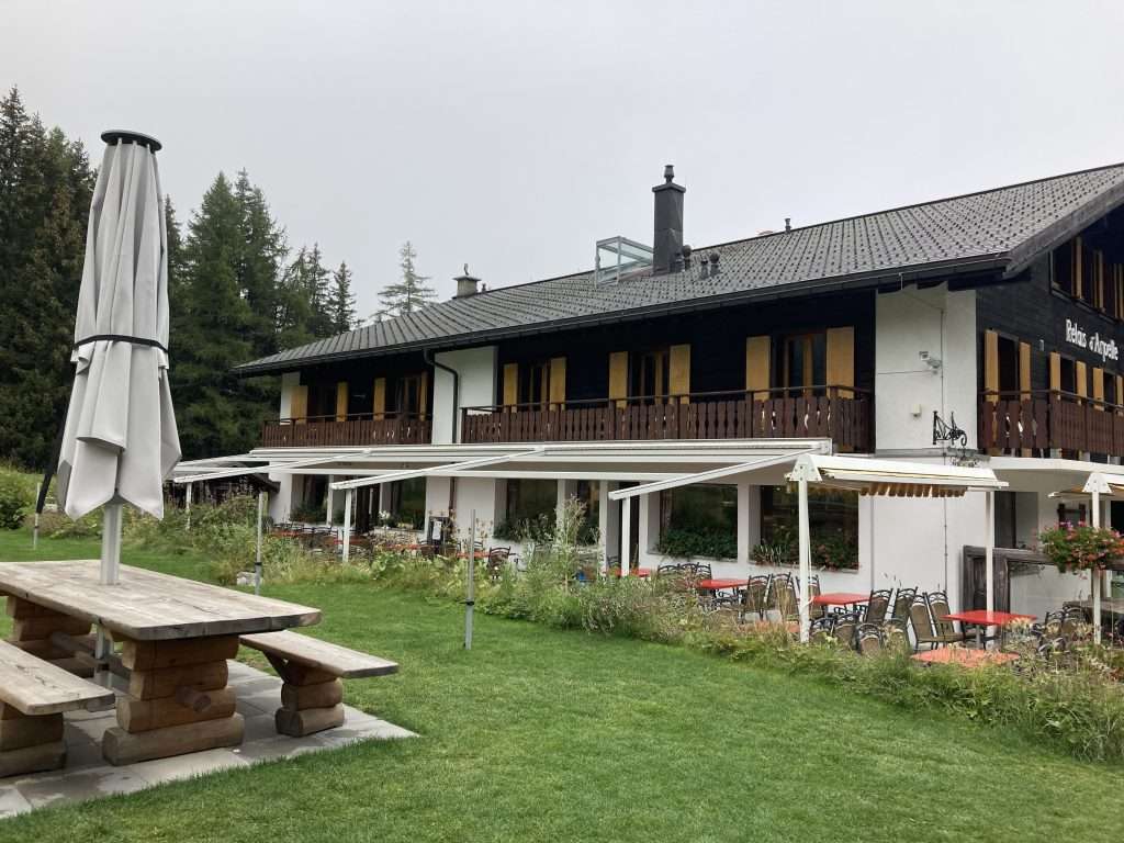 outside the main building at relais d'arpette