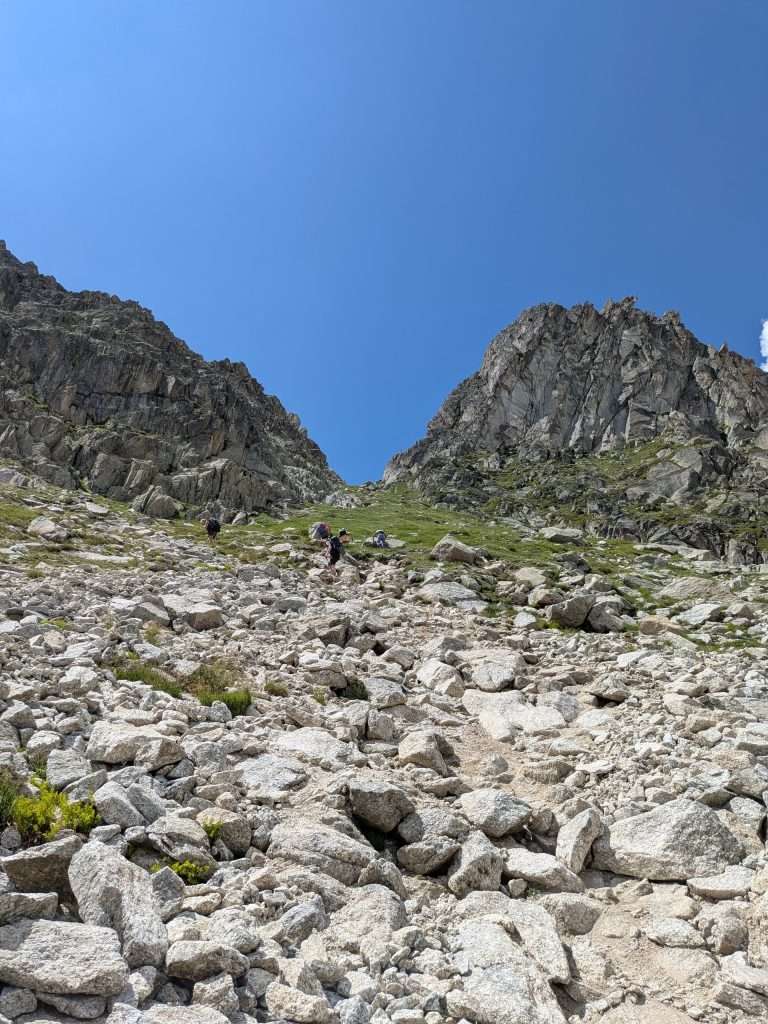 leaving the boulder field.