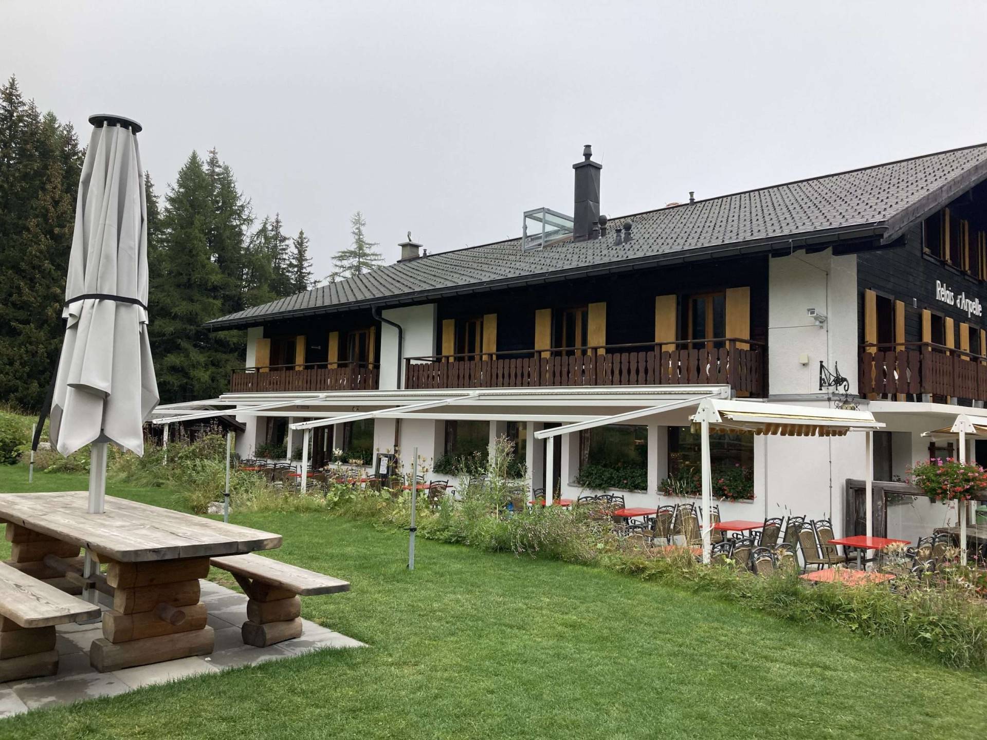 outside the main building at relais d'arpette